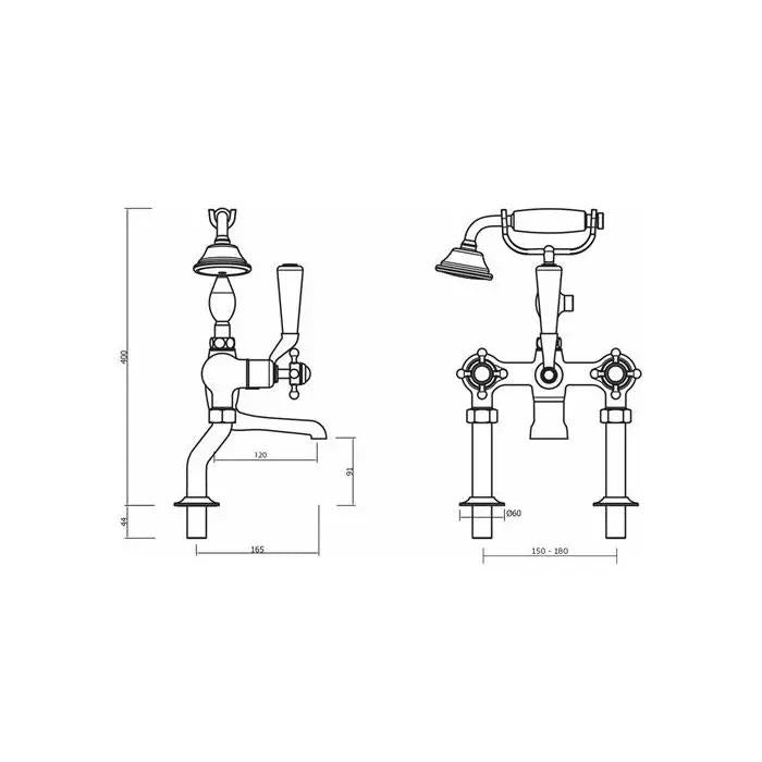 Crosswater Belgravia Crosshead Bath Shower Mixer with Shower Kit