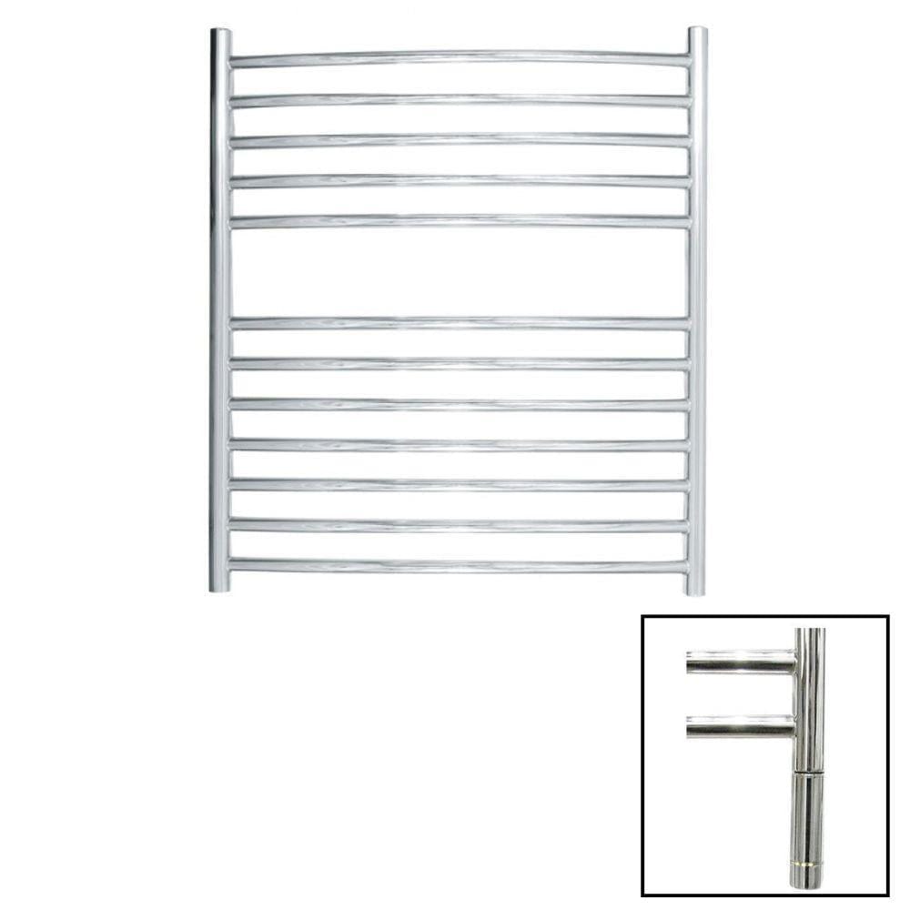 JIS Ladder Rail 700 x 620mm / Polished Chrome / Electric Only with Cylindrical Adjustable Element JIS Sussex Camber Vertical Stainless Steel Curved Heated Towel Rail