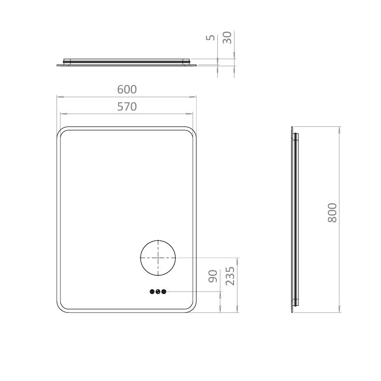 Crosswater Illuminated Mirror Crosswater Svelte Illuminated LED Mirror with Magnifier 600 x 800mm