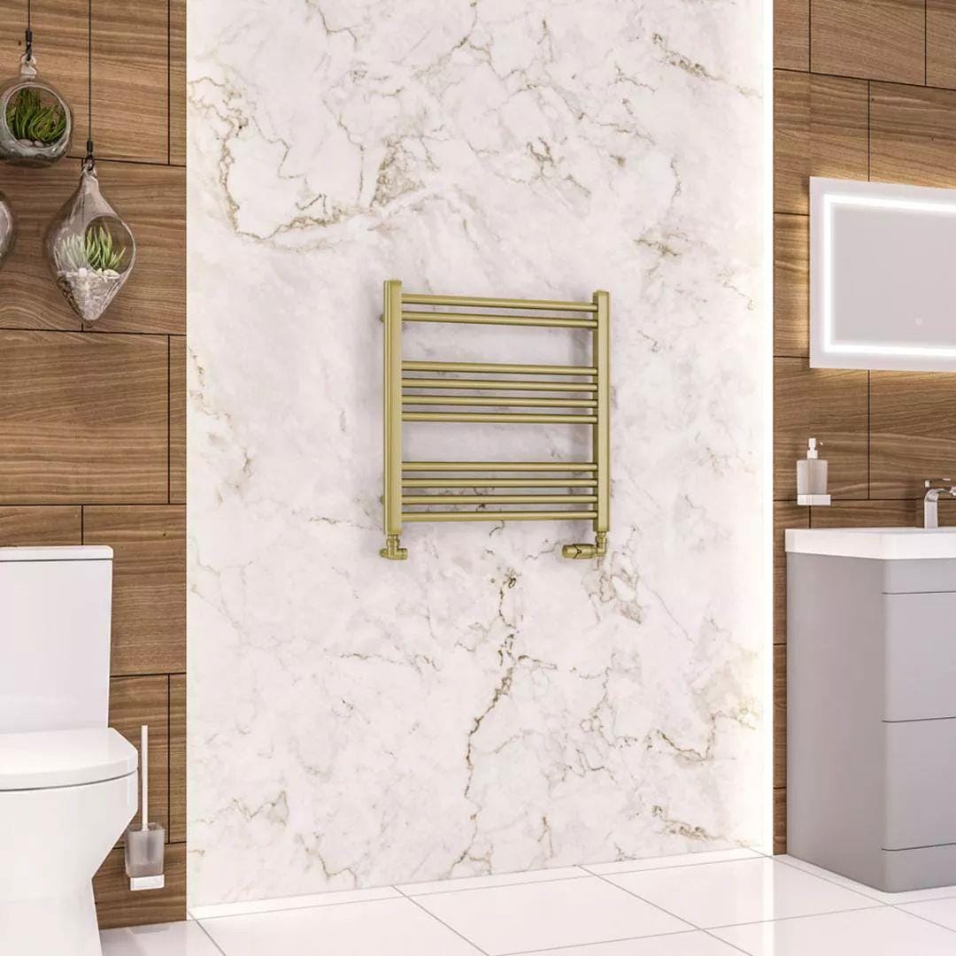 Eastbrook Ladder Rails Eastbrook Wendover Straight Vertical Heated Towel Rail - 600 x 600 - Brushed Brass - Central Heating - 41.0700