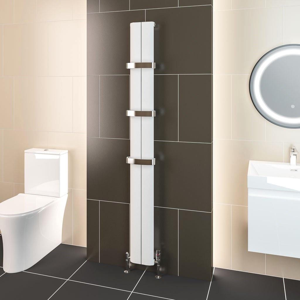 Eastbrook Panel Radiator 1800 x 185mm / Electric Only Eastbrook Berlini Straight Vertical Aluminium Radiator in Matt White