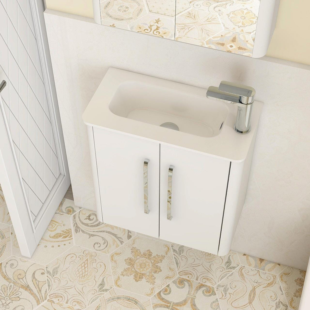 Imex Cloakroom Vanity Unit Imex Suburb Wall Mounted 500mm Double Door Cloakroom Vanity Unit with Basin