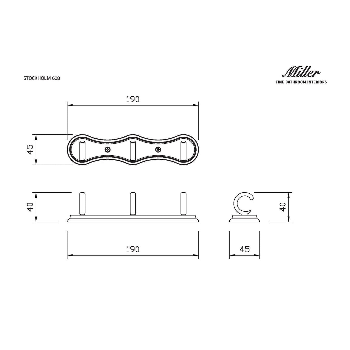 Miller Robe Hook Miller Stockholm Treble Hook in Chrome