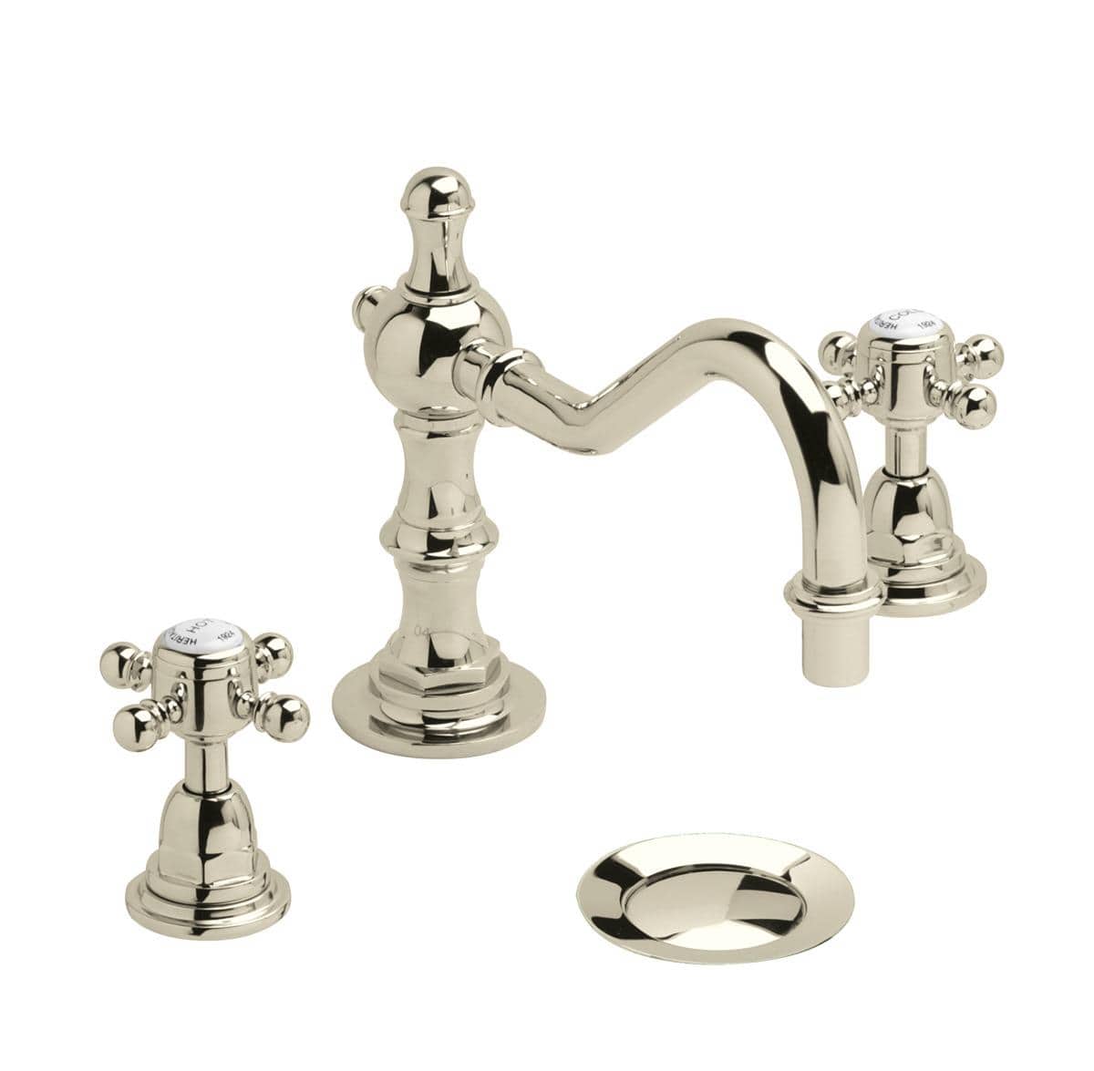 Heritage 3 Tap Hole Basin Set Vintage Gold Heritage Hartlebury 3 Tap Hole Swivel Spout Basin Mixer Tap with Pop-Up Waste