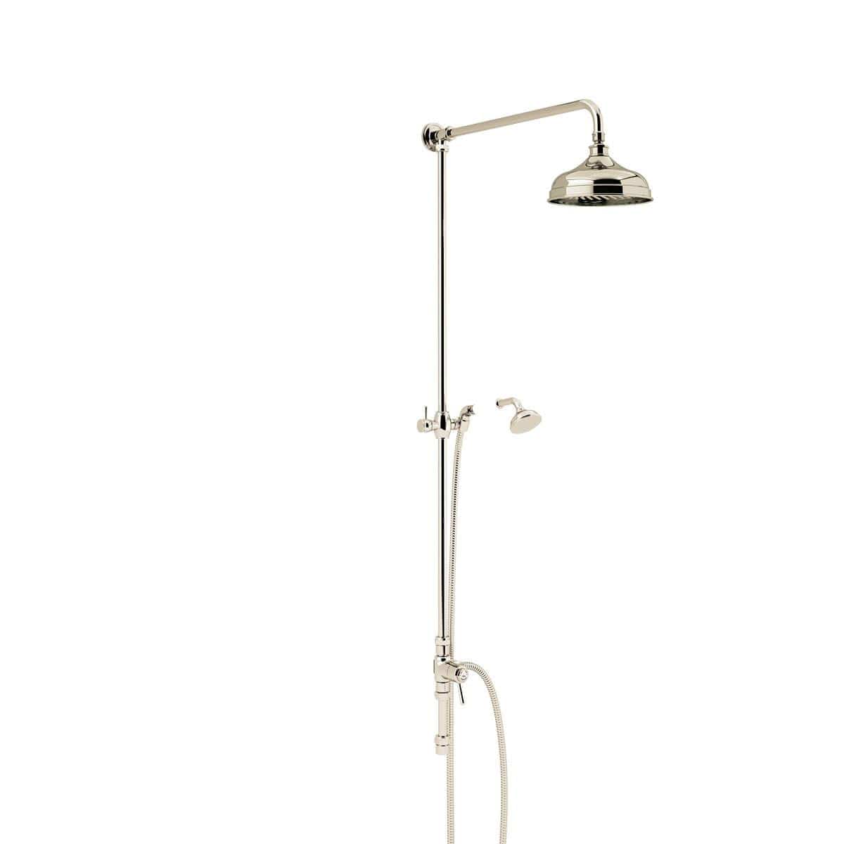 Heritage Shower Riser Rail Vintage Gold Heritage Fixed Rigid Riser Shower Kit with Diverter to Fixed Shower Head and Handset