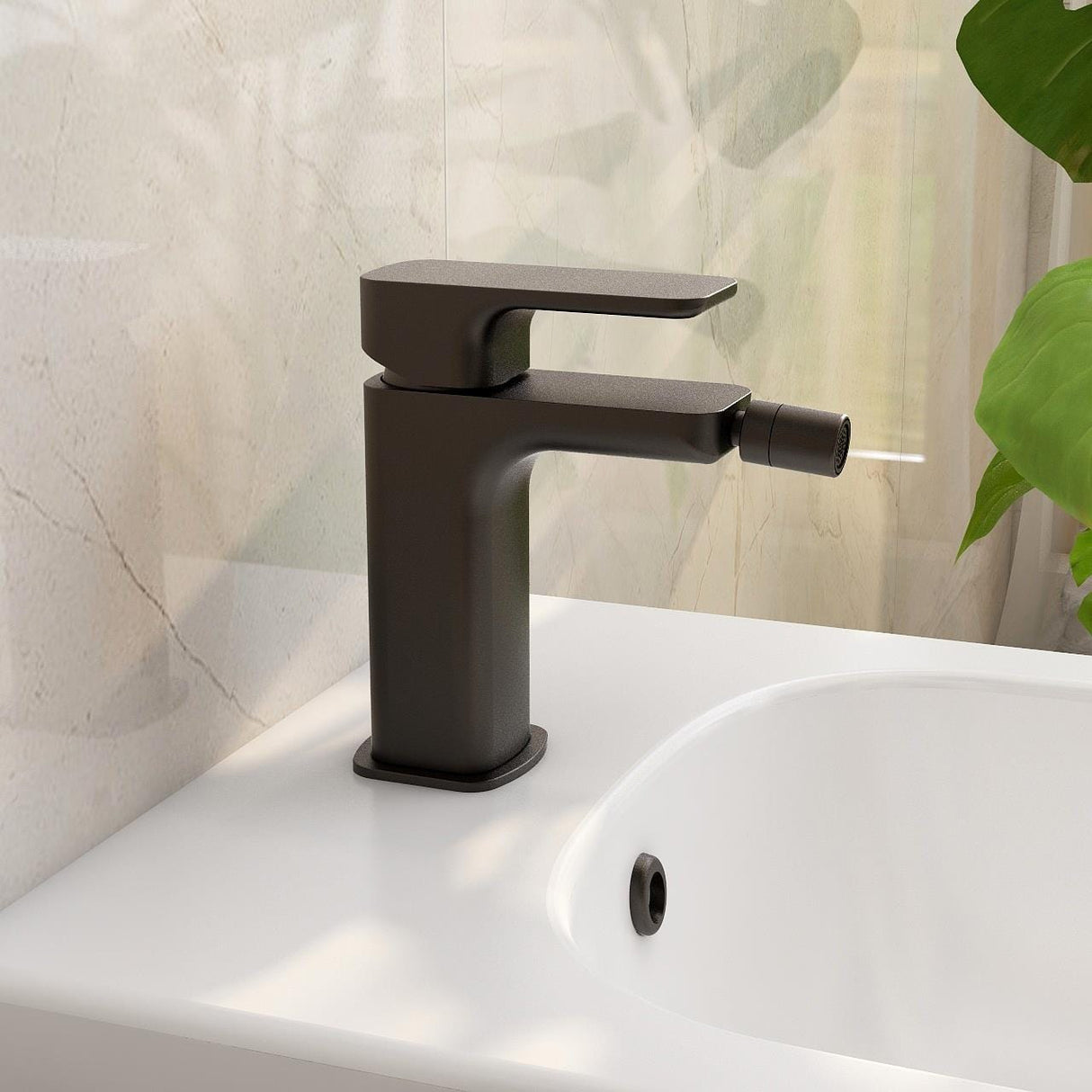 Imex Bidet Tap Matt Black Imex Blade Bidet Mixer Tap with Clicker Waste