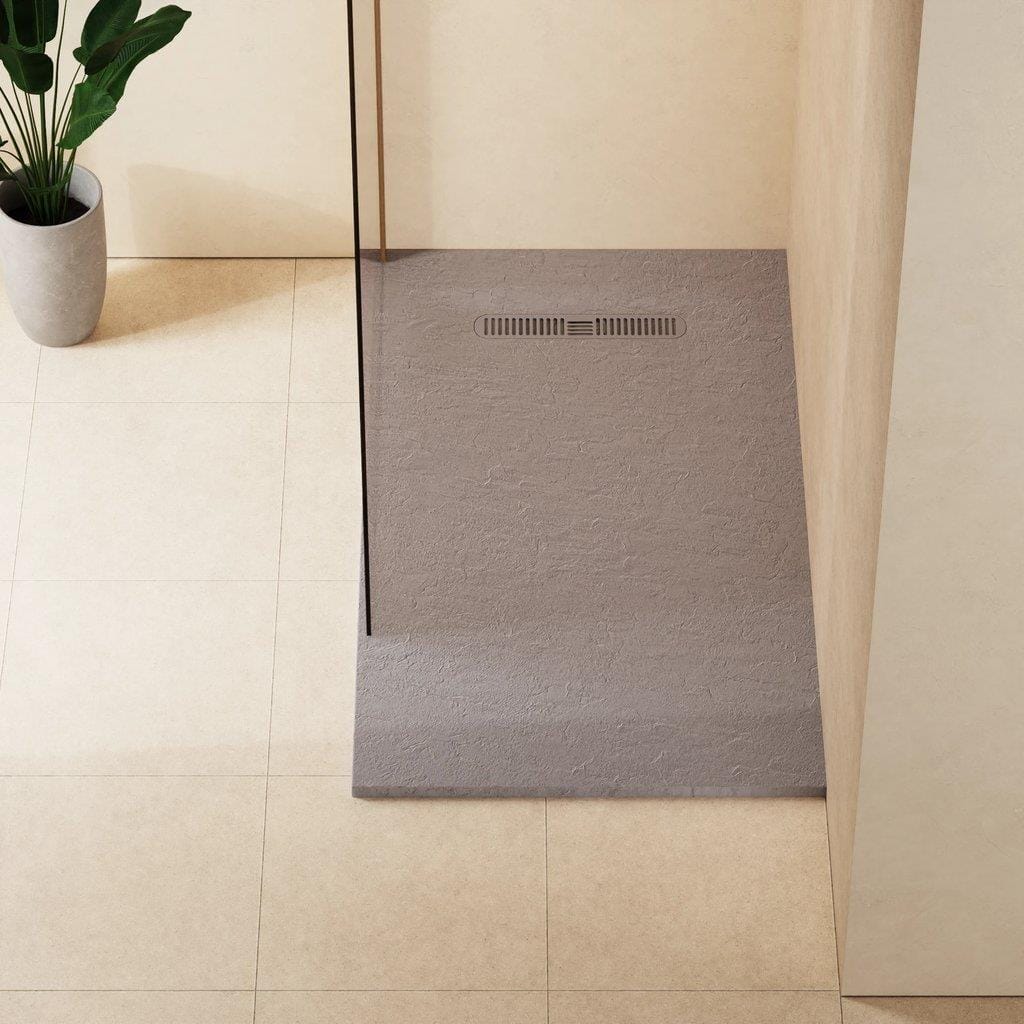 Crosswater Rectangle Shower Tray Light Grey / 800 x 1400 Crosswater Vito Textured Rectangle Shower Tray with Waste