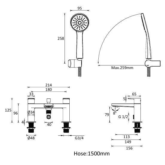 Crosswater Drift Bath Shower Mixer