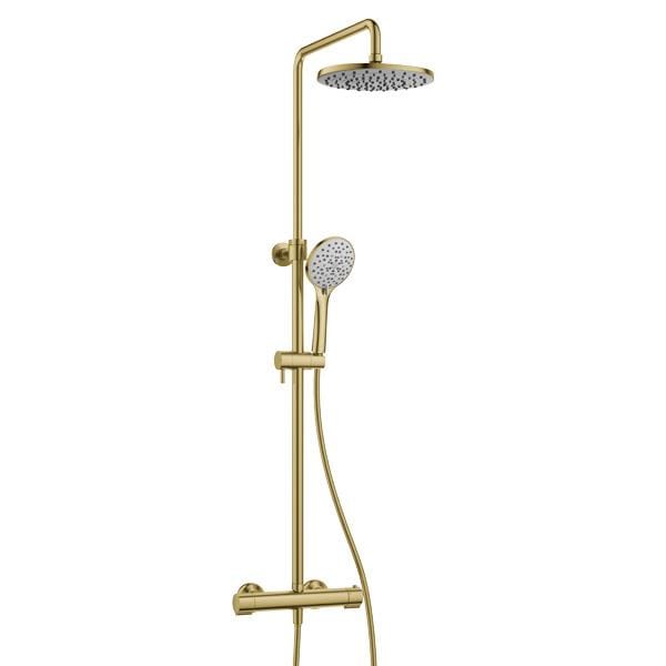 Flova Exposed Shower Set Flova Linea Exposed Thermostatic Shower Valve Set with Adjustable Riser, Rainshower Head and Handset