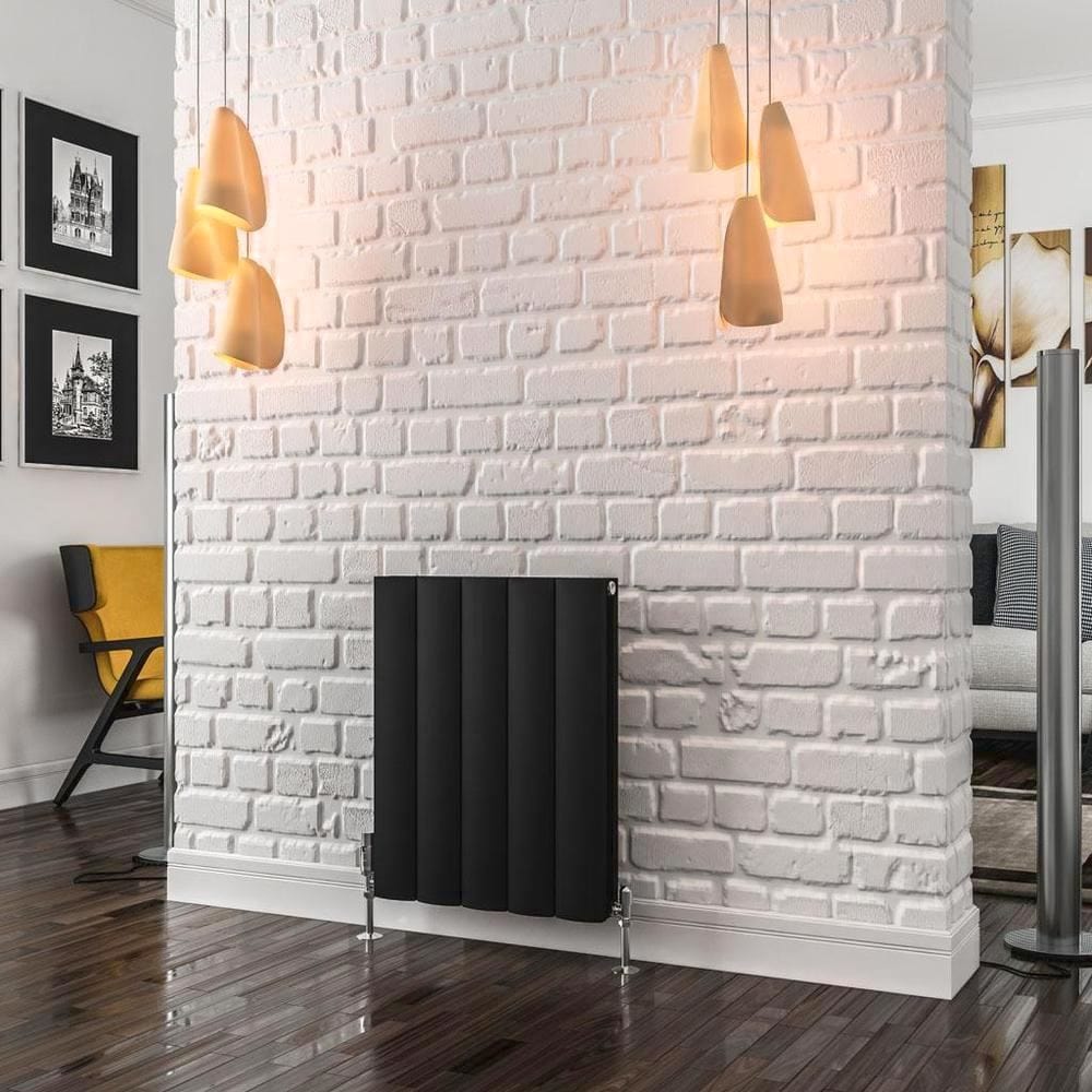 Eastbrook Panel Radiator 600 x 470 / Dual Fuel Eastbrook Guardia Straight Horizontal Aluminium in Matt Black