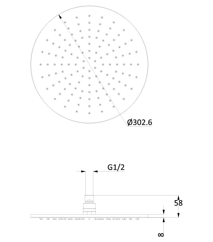 Crosswater Fixed Shower Head Crosswater MPRO 300mm Round Fixed Shower Head