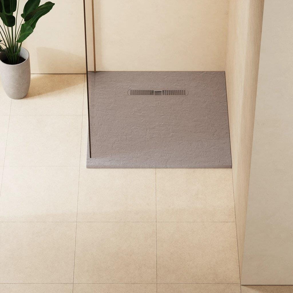 Crosswater Square Shower Tray Grey Crosswater Vito Textured Square Shower Tray 900 x 900mm with Waste