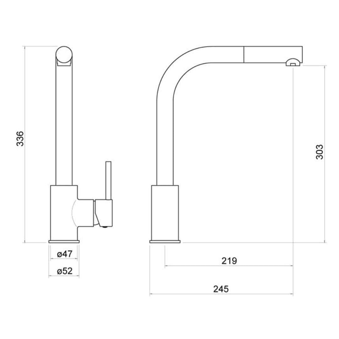 Aquarius Kitchen Tap Aquarius TrueCook - Series 4 - Pullout Single Lever Kitchen Mixer Tap