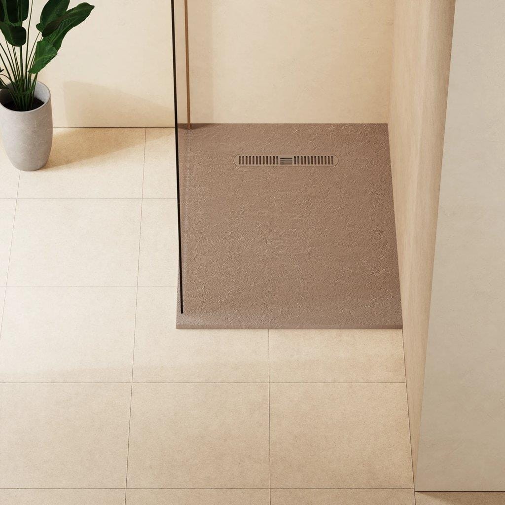 Crosswater Rectangle Shower Tray Brown / 800 x 1100 Crosswater Vito Textured Rectangle Shower Tray with Waste