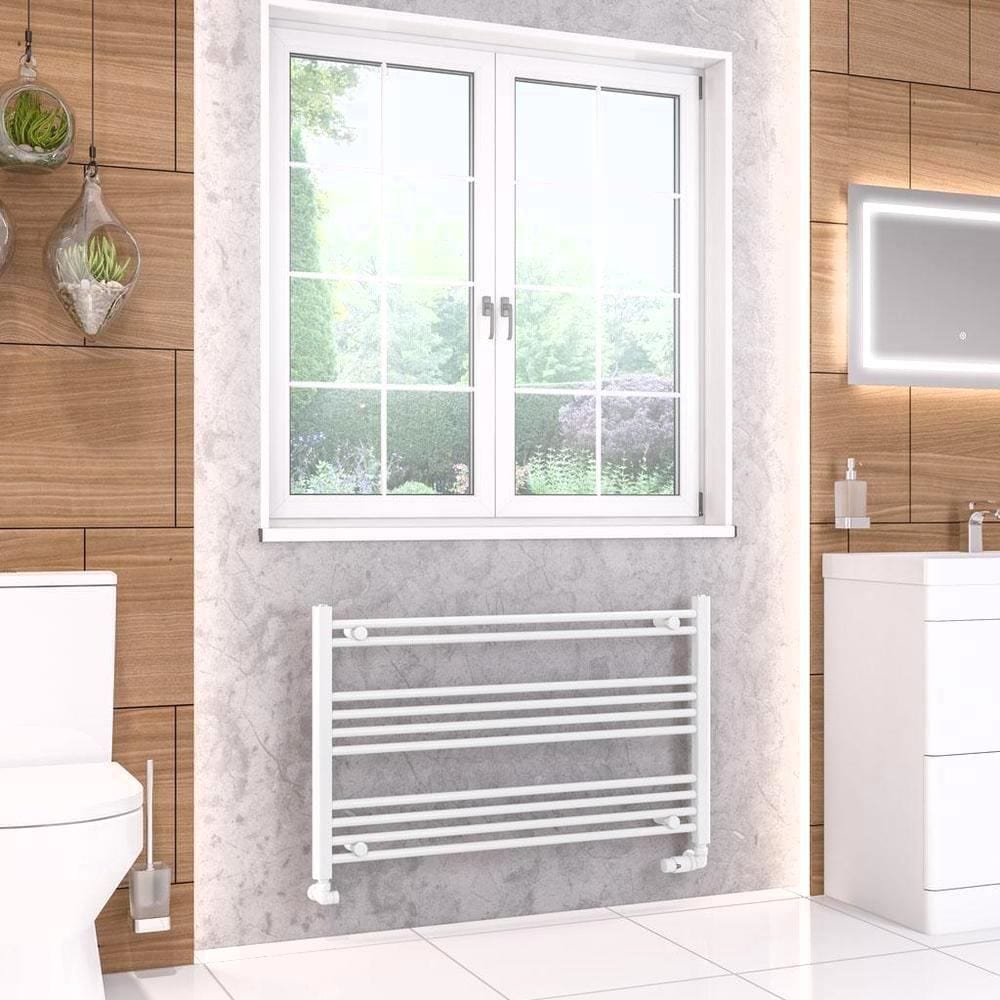Eastbrook Ladder Rail 600 x 1000 / Electric Only Eastbrook Wendover Straight Horizontal Under Window Heated Towel Rail in White