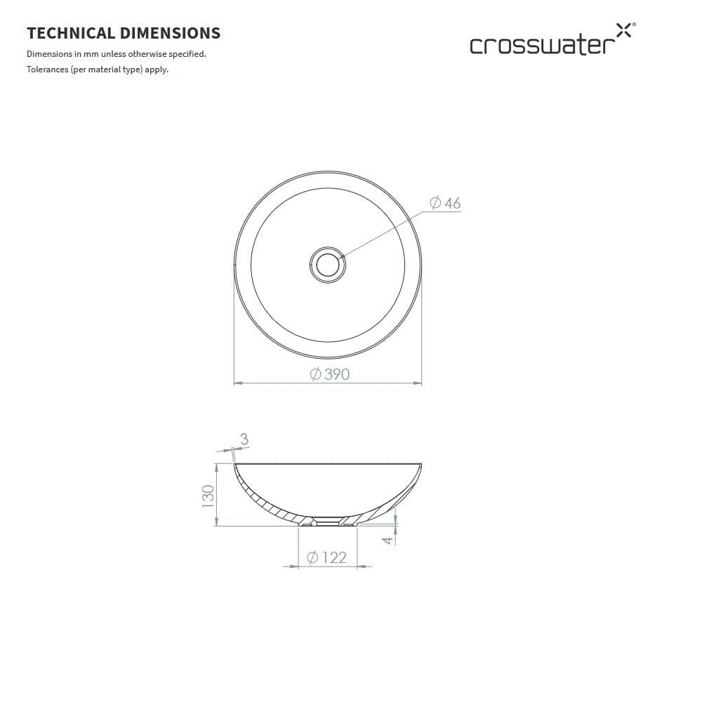 Crosswater Countertop Basin Crosswater Circus Medium Countertop Basin 390mm in White