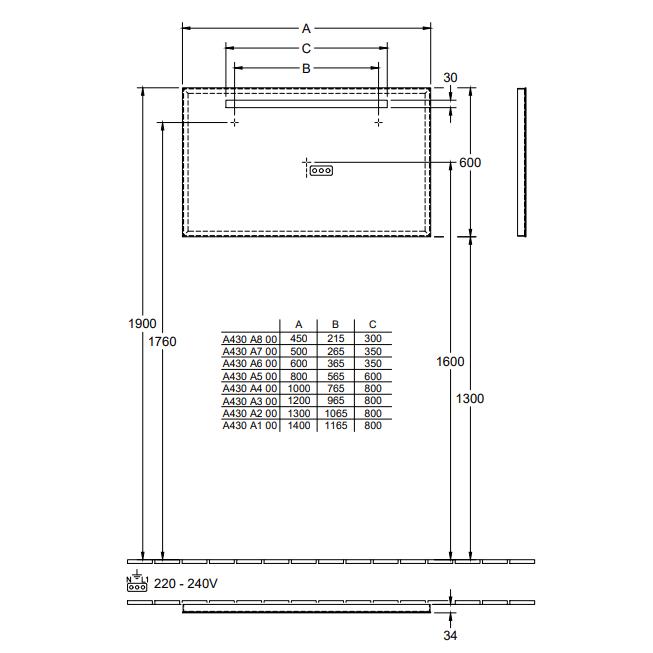 Villeroy & Boch Illuminated Mirror Villeroy & Boch More To See One Illuminated LED Mirror