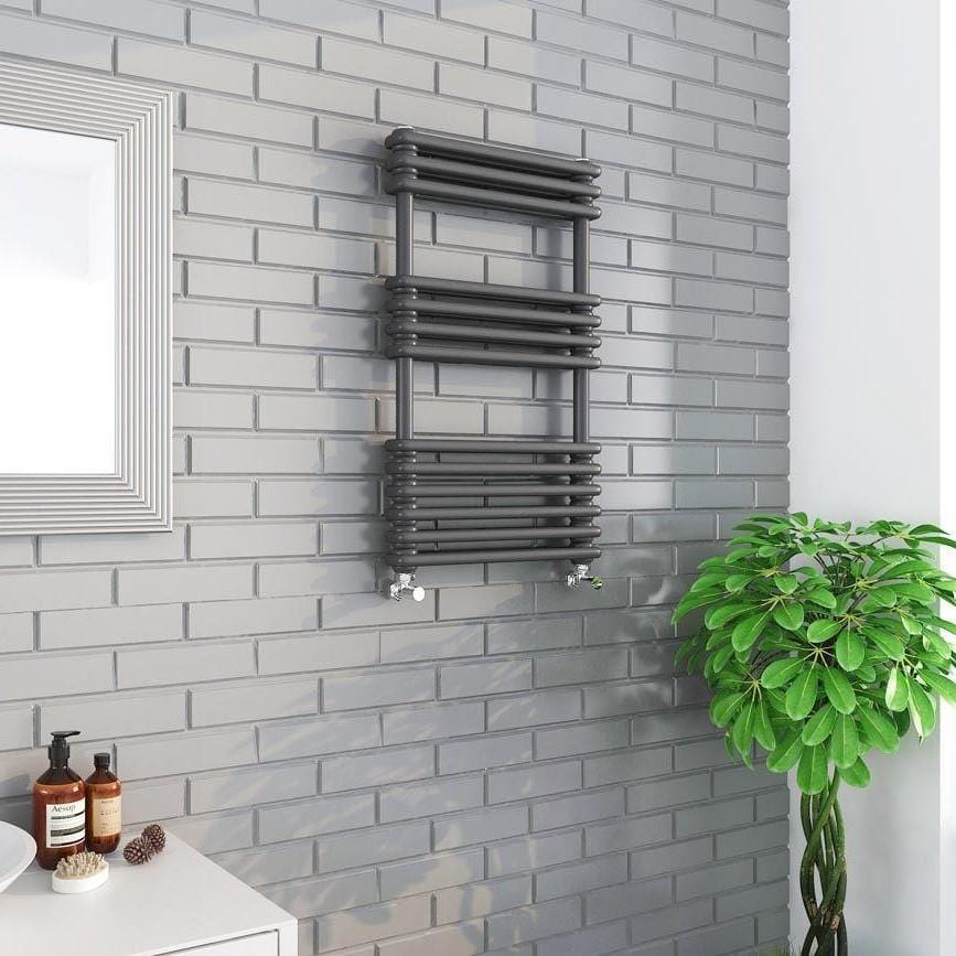 KRAD Designer Towel Radiators 832 x 500mm K-RAD Kolumn Straight Vertical Heated Towel Radiator in Matte Anthracite