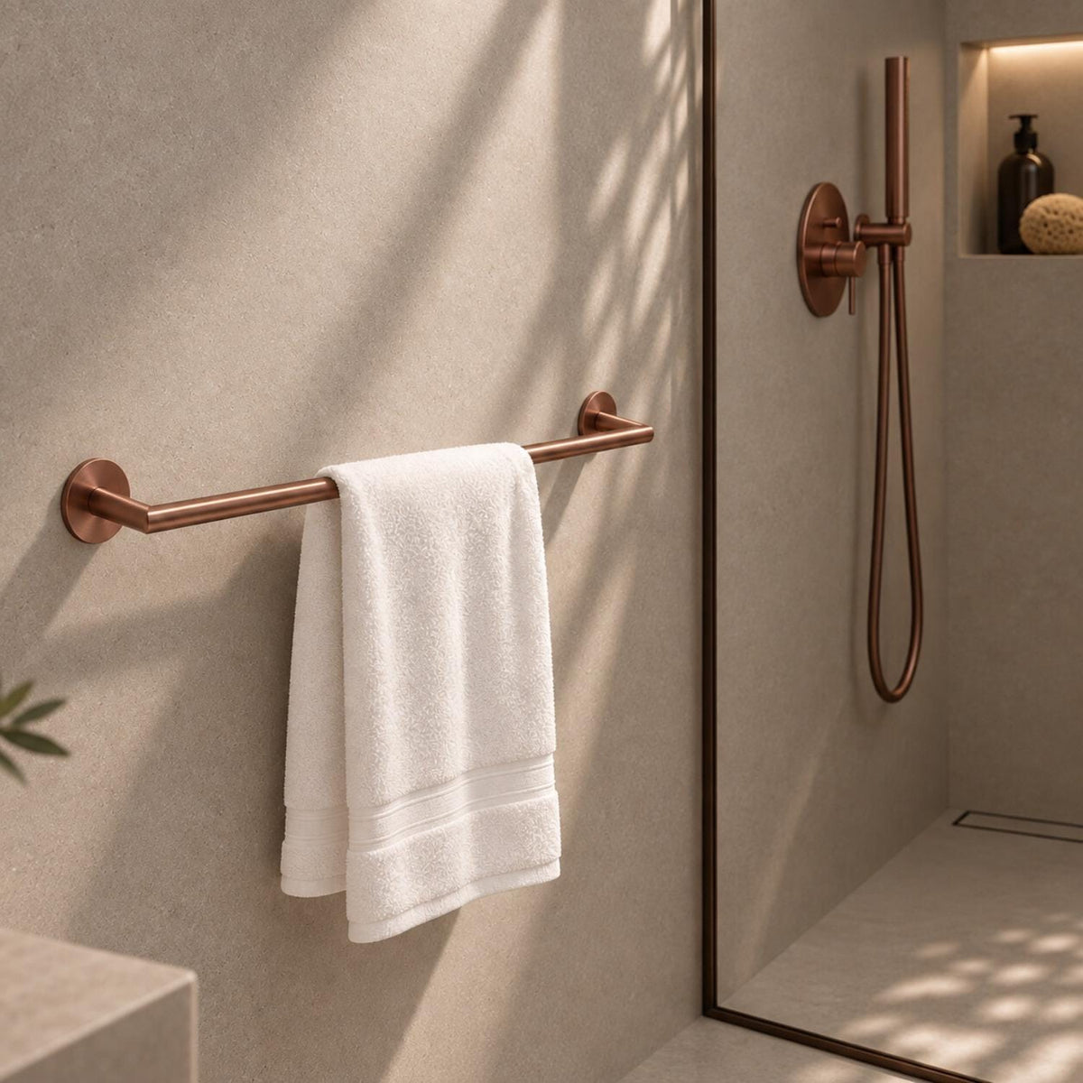 Smedbo Towel Rails and Rings Brushed Copper Smedbo Dot Self-Adhesive Towel Rail