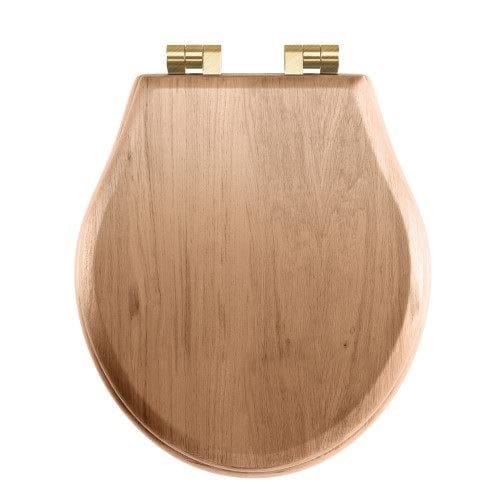 Imperial Toilet Seat Oak / Brushed Brass Imperial Regent Solid Wood Toilet Seat in Natural Oak with Soft Close Hinges