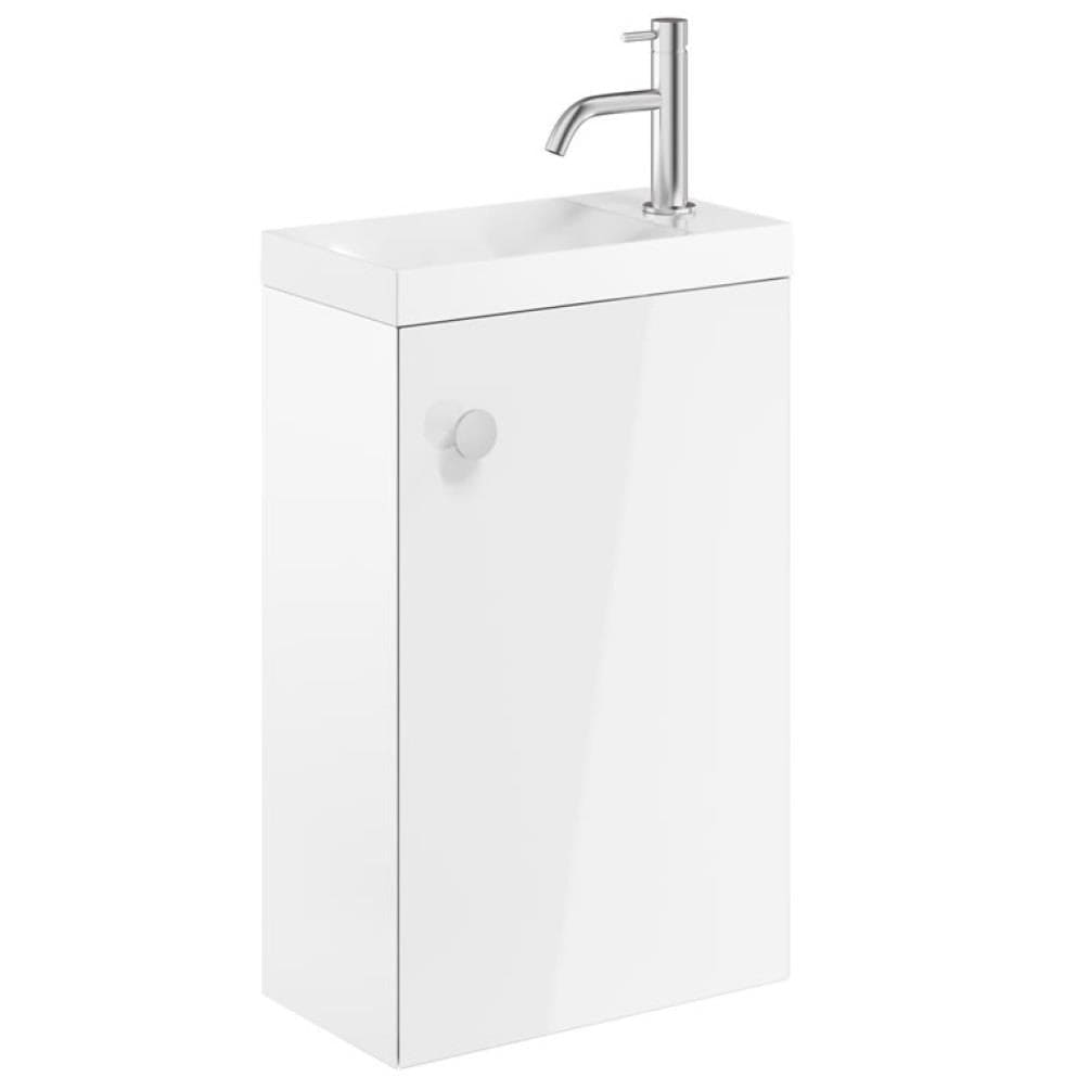 Crosswater Cloakroom Vanity Unit White Gloss Crosswater Alo Cloakroom Single Door Wall Mounted 400 x 220mm Vanity Unit with Basin