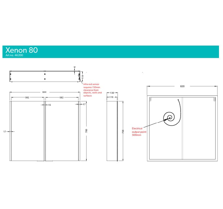 HiB Mirrored Cabinet HiB Xenon LED Colour Temperature Changing Mirrored Cabinet