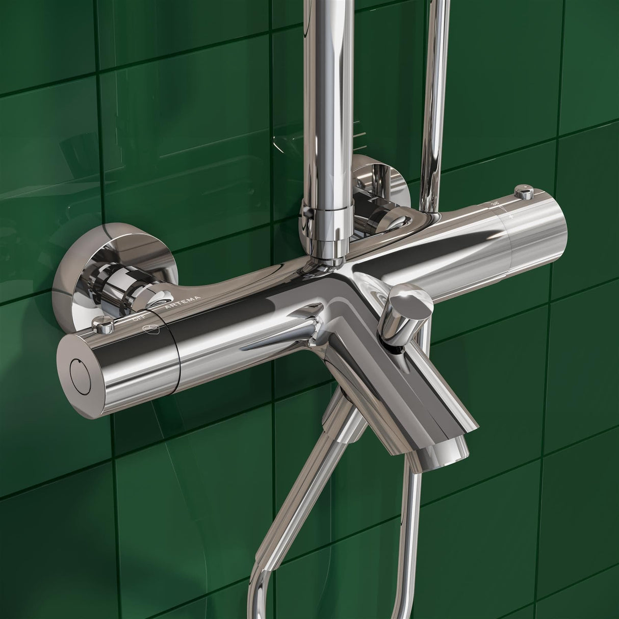 VitrA Exposed Shower Set VitrA Aquaheat Bliss Exposed Thermostatic Valve Shower Set with Bath Spout, 250mm Shower Head and Handset