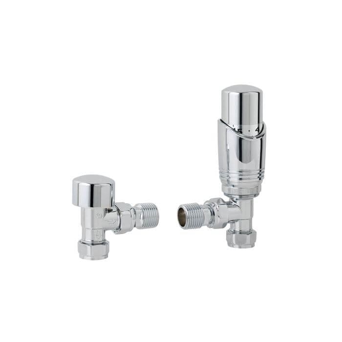 Eastbrook Radiator Valve Eastbrook Angled Thermostatic Radiator Valve with Lockshield 15mm (Pair)