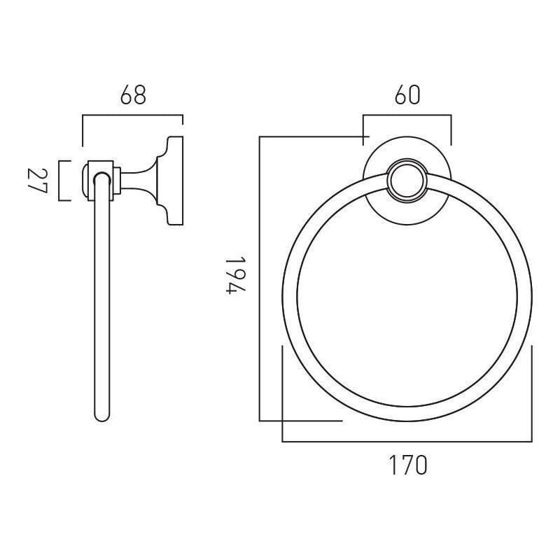 Vado Towel Rails and Rings Booth & Co. Axbridge Towel Ring