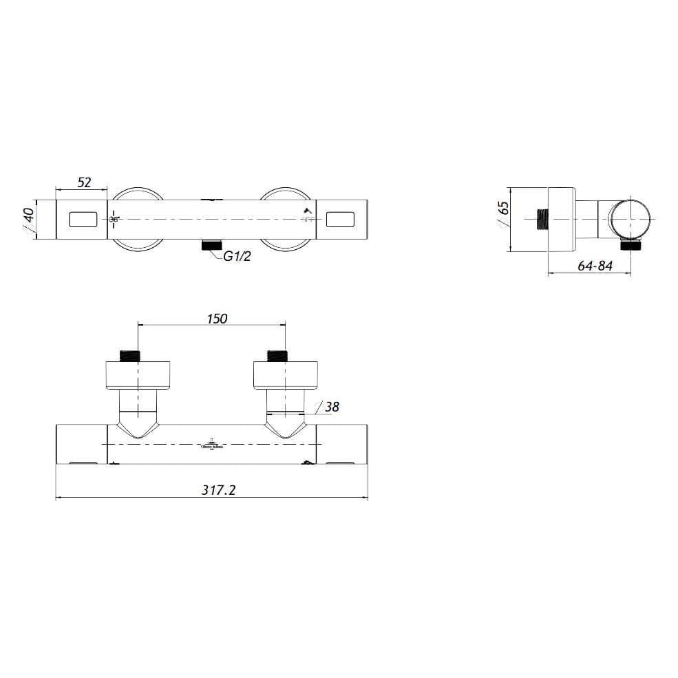 UK Bathroom Store Exposed Shower Set Villeroy & Boch Thermostatic Exposed Shower Mixer Set