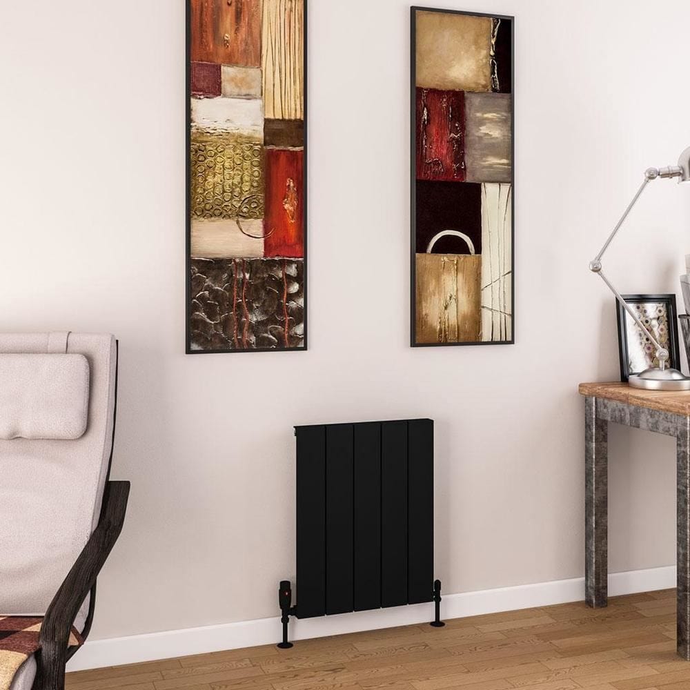 Eastbrook Panel Radiator 600 x 470 / Central Heating Eastbrook Charlton Horizontal Aluminium Designer Radiator in Matt Black