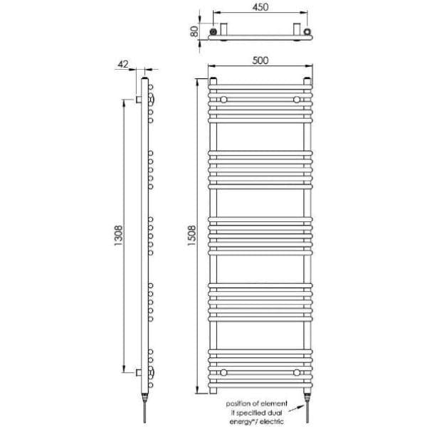 Vogue Designer Towel Radiator Vogue Tune Straight Designer Towel Radiator in Chrome