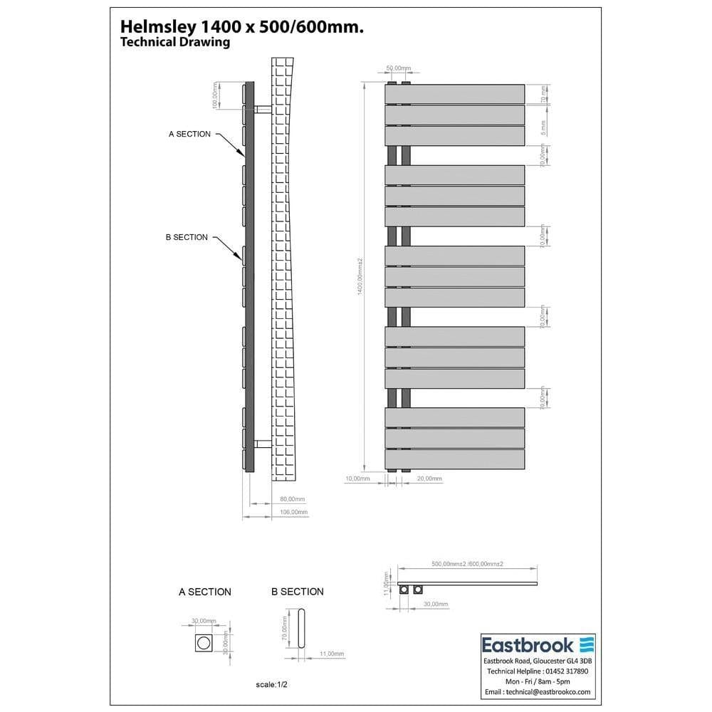 Eastbrook Helmsley Straight Vertical Designer Towel Rail in Matt Black