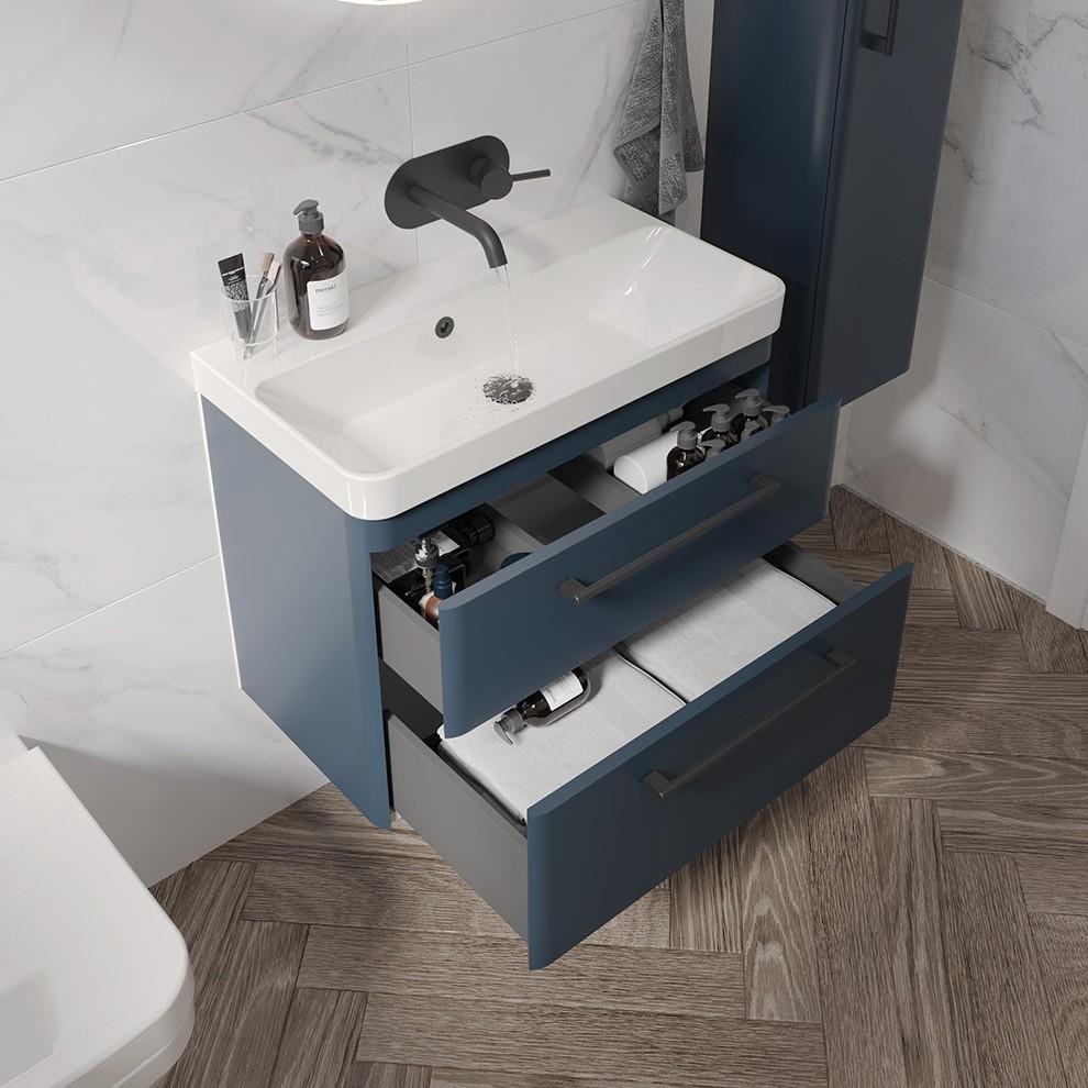 Saneux Wall Mounted Vanity Unit Saneux Hyde Vanity Unit With Basin - 700 x 370mm - Two Drawer - Wall Mounted