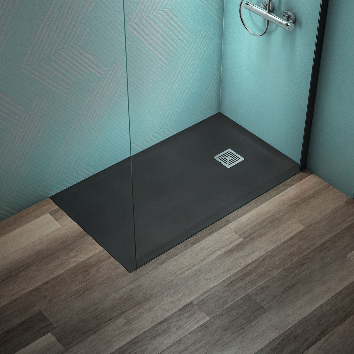 Ideal Standard Rectangle Shower Tray Jet Black / 1200 x 700mm Ideal Standard Ultra Flat S+ Shower Tray 30mm including Waste