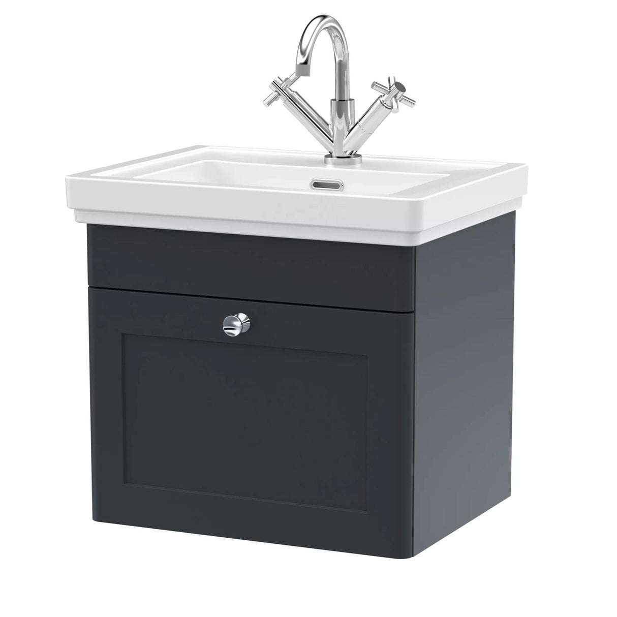 Aquarius Bathrooms Wall Mounted Vanity Unit Soft Black / 1 Aquarius Leighton 500mm Wall Mounted One Drawer Vanity Unit with Basin