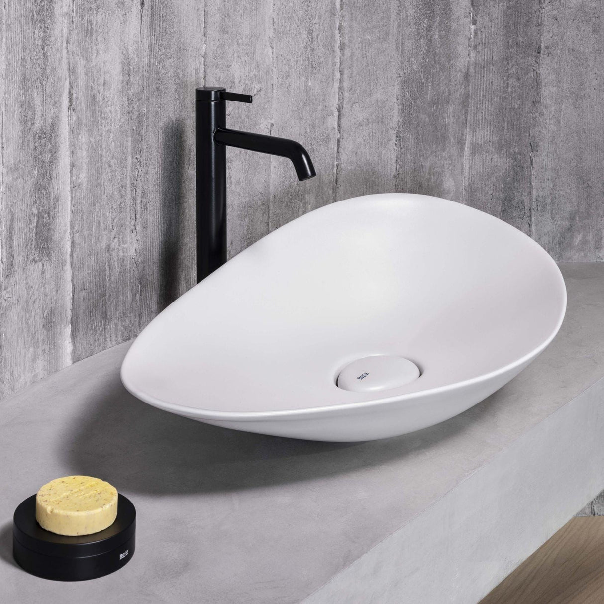 Roca Tall Basin Tap Matt Black Roca Ona Tall Basin Mixer Tap with Click Clack Waste and Cold Start