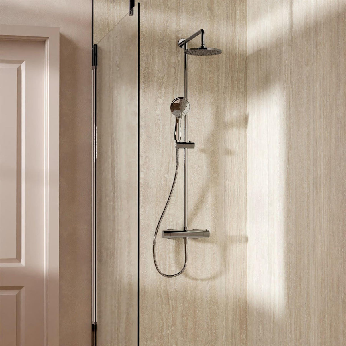Crosswater Crosswater Fusion Exposed Shower Valve with Fixed Shower Head & Three Mode Handset in Chrome