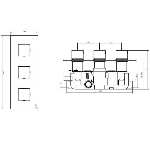 Imex Concealed Shower Set Imex Bloque 3 Handle Double Outlet Concealed Shower Set