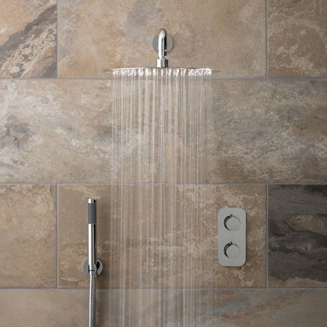 Vado Concealed Shower Set Vado Tablet Altitude 2 Outlet Thermostatic Shower Set in High Shine Polished Chrome