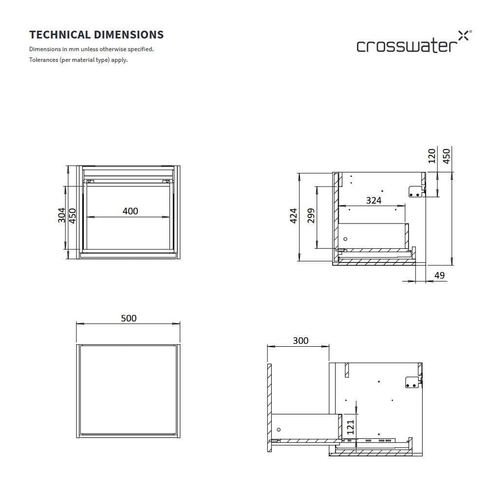 Crosswater Infinity Wall Mounted Vanity Unit with Worktop