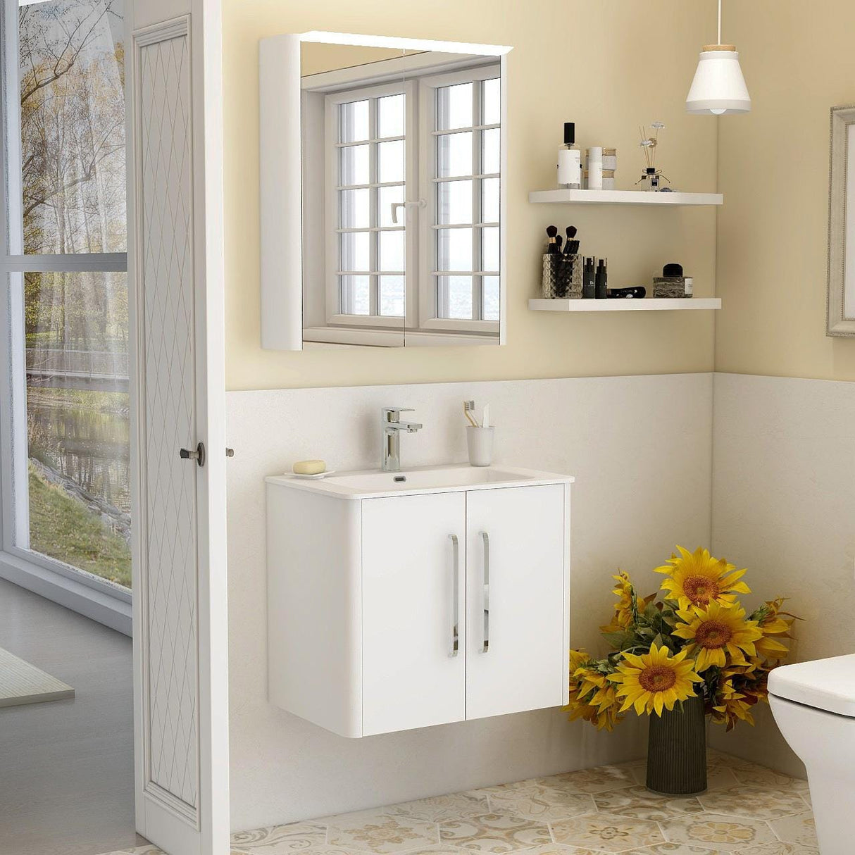 Imex Wall Mounted Vanity Unit Imex Suburb Wall Mounted 600mm Double Door Vanity Unit with Basin