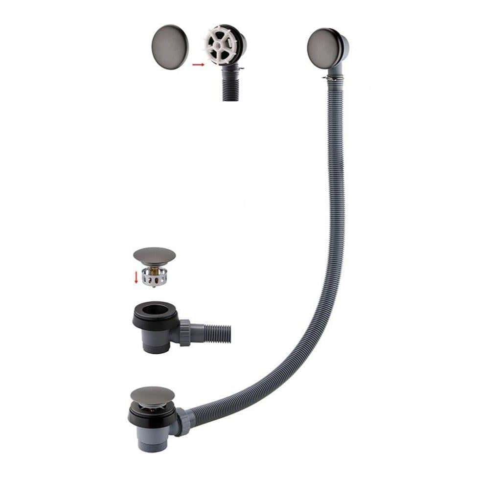 Aquarius Bath Waste Gunmetal Grey Aquarius FT Easy Clean Click Clack Bath Waste and Overflow