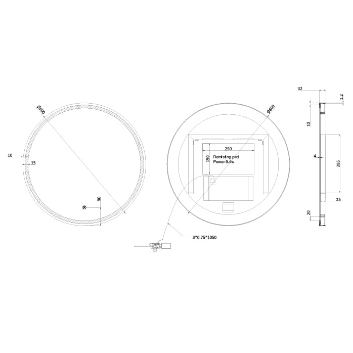 Crosswater Illuminated Mirror Crosswater Infinity Round Framed LED Illuminated Mirror