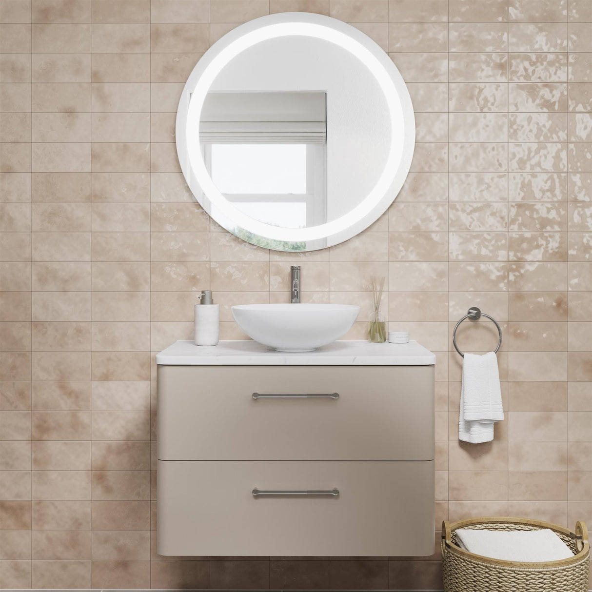 Britton Illuminated Mirror 800mm Britton Shoreditch Round LED Illuminated Mirror with Demister