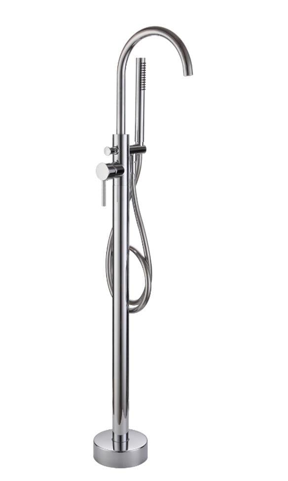 Aquarius Freestanding Bath Filler Chrome Aquarius RF-Series Floor Standing Bath Shower Mixer with Shower Kit