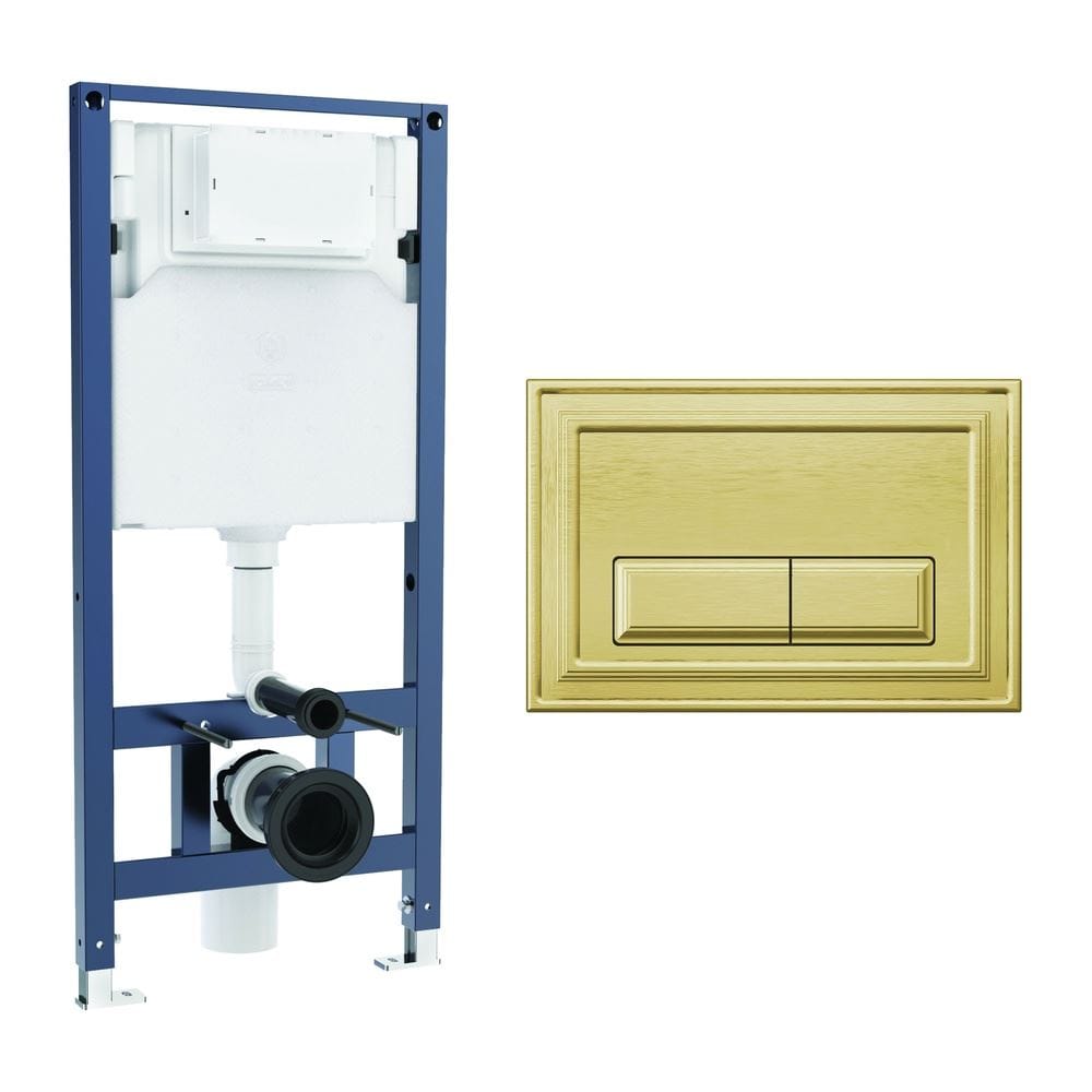 Crosswater Wall Hung WC Frame Belgravia Plate in Brushed Brass Crosswater 1.12m Dual Flush WC Support Frame Set with Flush Plate