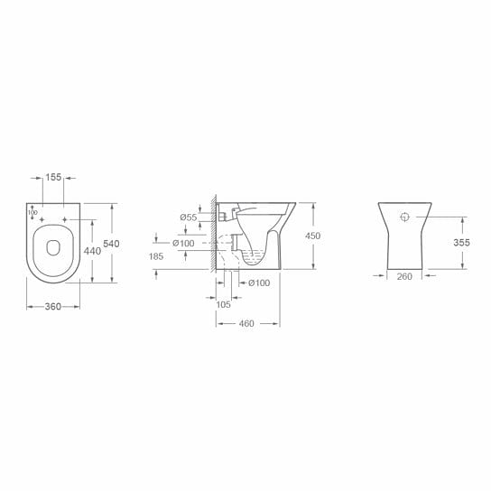 Imex Back To Wall Toilet Imex Blade Rimless Comfort Height Back to Wall Toilet with Soft Close Seat in White