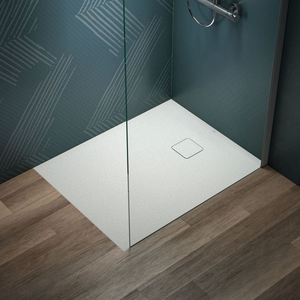Ideal Standard Rectangle Shower Tray 1000 x 800mm Ideal Standard Ultra Flat EVO 35mm Shower Tray in Silk White with Waste