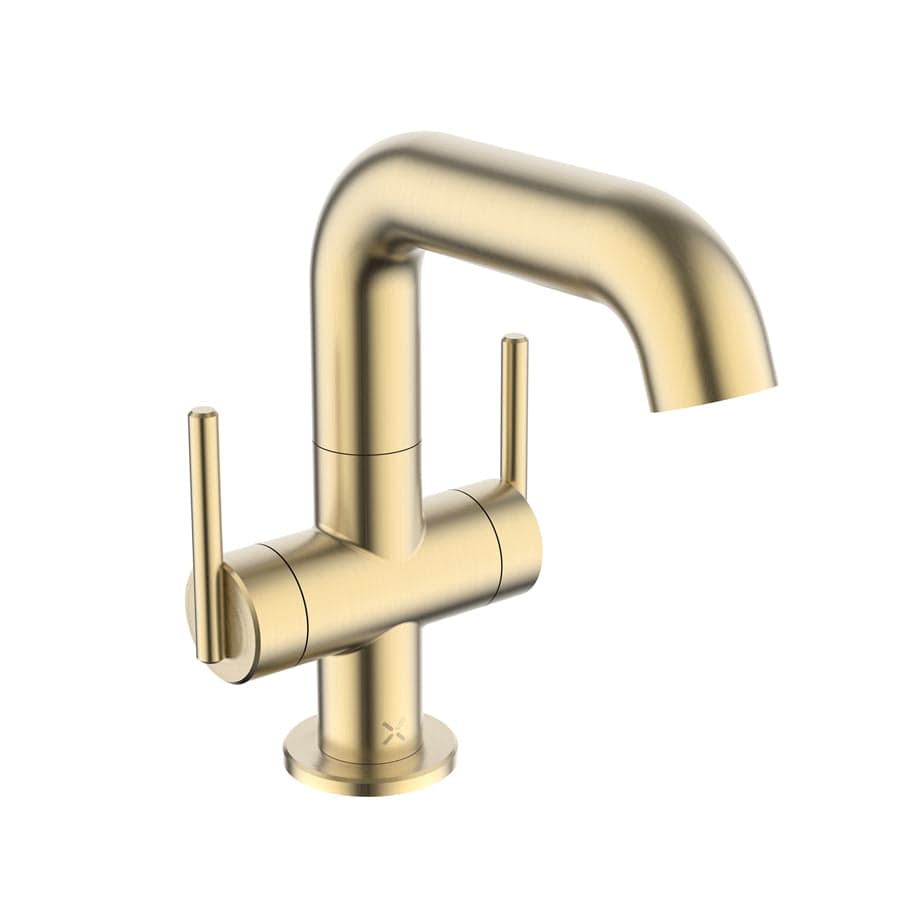Crosswater Mono Basin Tap Brushed Brass Crosswater 3ONE6 Lever 2 Handle Basin Mixer Tap with Swivel Spout
